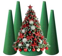 Ferraycle Lot de 4 cônes en mousse florale pour sapin de Noël, bricolage, loisirs créatifs, papier floral sec et humide, 32 x 10 cm, arrangement floral en mousse pour fête de Noël, fleuriste, mariage,