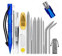 Ferraycle Set de FID en Acier Inoxydable Set de Paracorde FID Marlinspike Aiguilles de Couture de Laçage de Paracorde et Outil de Lissage Outils de Noueur pour Travail du Cuir (Bleu Foncé)