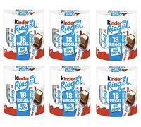 Ferrero Barres de chocolat pour enfant avec cœur de lait très fin enveloppées de chocolat au lait entier (18 x 21 g) 6 paquets de 18 barres individuelles