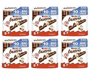 Ferrero Bueno Lot de 6 barres chocolatées avec crème au lait et noisette (10 x 21,5 g)
