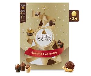 Ferrero Rocher Calendrier de l’Avent Premium - 24 Chocolats Assortis à la Noisette et au Cœur Fondant - Édition de Noël 258 g
