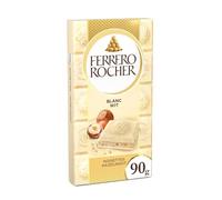 FERRERO ROCHER - Chocolat Blanc Onctueux aux Noisettes Croquantes, Plaisir Raffiné (90g) - Le lot de 4
