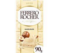Ferrero Rocher Lot de 3 barres chocolatées blanches avec noisettes 90 g Chocolat blanc farci avec crème noisette et morceaux de noisette