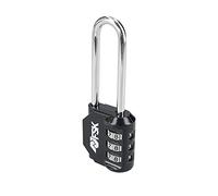Ferrestock FSKCAN329BK Cadenas à combinaison numérique à 3 chiffres pour bagages, casiers de gym, arc long 55 mm, fabriqué en zinc et arc en acier, noir