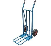 Ferrestock FSKCAR003 Diable d'entrepôt professionnel fabriqué en acier avec double renfort, pelle rabattable, jusqu'à 250 kg de