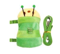 Ferret Harness and Lead Rope, Adjustable Caterpillar Vest, Flannel Bunny Traction Harness for Small Pets, Outdoor Walking Gear Kitten Raccoon Hedgehog Puppy Bunny Training, Green