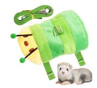 Ferret Harness Leash, Bunny Walking Vest, Adjustable Soft Caterpillar Vest, Escape Proof Traction Rope, Pet Supplies for Outdoor Walks, Raccoons, Squirrels, Hedgehogs, Kitten, Green and Purple