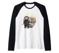 Ferret Ninja Japonais Vintage Warrior Art Anime Japon Owner Manche Raglan