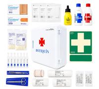 Ferretelix ® Armoire à pharmacie murale complète avec 56 pièces et panneau - Armoire de premiers secours 28 x 25 x 10 cm - Kit pour entreprise, bureau, atelier, commerce, école et maison
