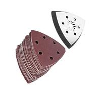 Ferrex Outil Multifonction Ponceuse Craftsman Nextec Ponceuse Tête 61Pcs 90Mm 6 Trous Triangle Ponçage Pad Papier de Sable Oscillant Polonais Multi Outils