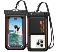 FERRGIA 2 Pièces Pochette Étanche Smartphone IP68 avec Coussin d'air en Éponge pour iPhone 15 Pro Max/14/13/12/11,Samsung Galaxy S24/S23/S22,Compatible Téléphones Jusqu'à 7,2 Pouces pour Plage,Piscine