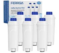 FERRGIA Lot de 6 Filtres à Eau pour De'Longhi - Compatible DLSC002,Magnifica S,Dinamica,Eletta Explorer - Cartouches Filtrantes pour Séries ECAM/ETAM/ESAM/BCO