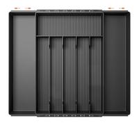 FERRGIA Range Couverts pour Tiroir,6-8 Compartiments,Plateau d'Ustensiles Extensible pour Tiroir,21.6cm-38.8cm,pour Cuillères Fourchettes Couteaux Vaisselle,Robuste,Facile nettoyer,Noir