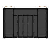 FERRGIA Range Couverts pour Tiroir,6-8 Compartiments,Plateau d'Ustensiles Extensible pour Tiroir,36.5cm-54cm,pour Cuillères Fourchettes Couteaux Vaisselle,Robuste,Facile nettoyer,Noir