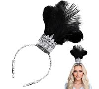Ferricult Coiffe des années 1920 pour femme, bandeau couronne en strass à plumes, accessoire de cheveux pour fête, carnaval, burlesque, Día de Pascua