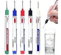 Ferricult Lot de 5 marqueurs permanents à pointe longue avec échelle, imperméables et à séchage rapide pour le métal, le bois et la construction, décoration d'intérieur colorée