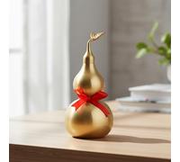 Ferricult Mini Gourde en Laiton de 10, 2 cm, Petite Figurine WU Lou Feng Shui avec Couvercle ouvrant et Feuille, décorations du Nouvel an Chinois pour la Maison, Le Bureau, décoration de Printemps