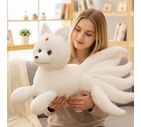 Ferricult Peluche Renard Arctique Blanc de 50, 8 cm avec Poils Longs Super Doux Kitsune en Peluche pour Enfants et Adultes, Figurines de Table