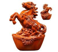 Ferricult Statue de Cheval du Zodiaque Chinois Feng Shui, Figurine de Cheval en Bois pour la décoration la Maison, du Bureau, Bonne Chance, succès et prospérité, Día Pascua