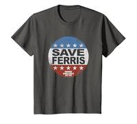 Ferris Bueller's Day Off Save Ferris American Button T-Shirt, Enfant, Asphalte, 3 Ans
