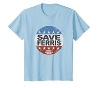 Ferris Bueller's Day Off Save Ferris American Button T-Shirt, Enfant, Bleu Céleste, 3 Ans