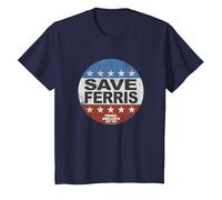 Ferris Bueller's Day Off Save Ferris American Button T-Shirt, Enfant, Bleu Marine, 3 Ans