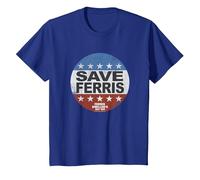 Ferris Bueller's Day Off Save Ferris American Button T-Shirt, Enfant, Bleu Royal, 3 Ans
