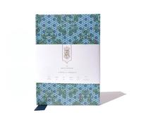 Ferris Wheel Press Enveloppé en rotin | Bleu sarcelle | Format A5, 120 pages vierges plates, papier blanc brillant 160 g/m² sans acide, poche accordéon, ruban gros-grain et purge d'encre