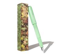 Ferris Wheel Press , Stylo plume carrousel, corps en mélange acrylique, capuchon de verrouillage à clic scellé à l'air, perdu dans les feuilles, vert menthe, pointe fine