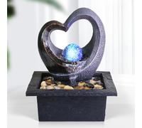 Ferrisland Table de jardin zen avec lumière LED, fontaine, Fengshui, décoration d'intérieur - Table de méditation zen Kit de cascade décorative avec pompe submersible pour bureau et décoration de