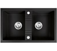 Ferro Mezzo II évier en granit 78x48 cm gris/graphite/onyx DRGM2/48/78BA