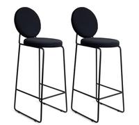 FERRO modern design Lot de 2 tabourets de bar - En métal - Avec siège et dossier rembourrés - Noir - 101 cm - Style loft
