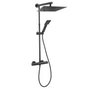 Ferro Trevi ensemble de douche mural avec thermostat oui noir NP75SQ-TRV7U-BL
