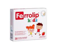 Ferrolip Kids Complément de Fer pour Enfants dès 3 Ans avec Acide Folique, Vitamine C et B12 (20 Sachets Oralsolubles à la Fraise) - Sans Troubles Gastro-intestinaux - Sans Goût Métallique
