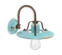Ferroluce Applique Luminaire Vintage Country Bleu Ø25Cm Max. 77W E27 Fait Main