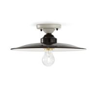 Ferroluce B&W Lampe Plafond Ronde Ø 35cm Céramique Noire E27, 1 Ampoule
