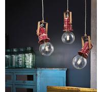 Ferroluce Lampe Suspension Urban Vintage Bordeaux Rouge 3 X E27 Céramique