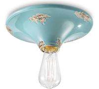 Ferroluce Plafonnier Lampe De Plafond Vintage Bleu Clair Ø9Cm 1 X E27 Fait Main