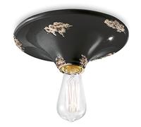 Ferroluce Retrò Plafonnier Vintage E27, 77 W, noir brillant, 25 x 9 cm