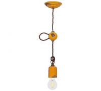 Ferroluce Retrò Lampe suspension minimaliste style vintage E27 5.5 cm Giallo Lucido