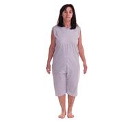 Ferrucci 9008/7 Pyjama sanitaire sans manches avec pantalon court 1 fermeture Éclair/fermeture Éclair derrière le dos d'été - Rose - L