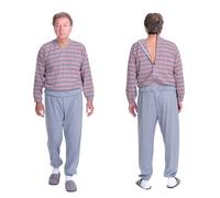 FERRUCCI COMFORT Pyjama de survêtement pour homme avec fermeture éclair sur le dos - 9013 - pour personnes âgées, Alzheimer, Démence et Incontinence, Gris rayé, XL