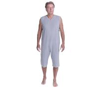 FERRUCCI COMFORT Pyjama de tuton sanitaire d'été sans manches en coton - 9008/8 - Convient pour les personnes âgées, l'incontinence, la maladie d'Alzheimer, pantalon court, frais, gris, XL