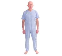 FERRUCCI COMFORT Pyjama de tuton sanitaire sentant à manches courtes 1 fermetures éclair derrière le dos d'été (Azur / ciel, L), bleu ciel