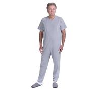 FERRUCCI COMFORT - Pyjama pour la santé, sensation, manches courtes, 1 fermeture éclair/fermeture éclair derrière le dos, été, Alzheimer, incontinence (gris pour homme, M)