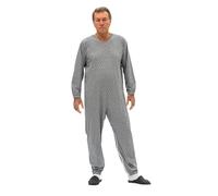 FERRUCCI COMFORT Pyjama pour personnes âgées avec 3 fermetures éclair dans le dos et à l'intérieur des jambes pour la maladie d'Alzheimer, l'incontinence et la rééducation, gris, XL
