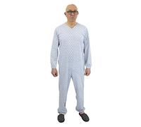 FERRUCCI COMFORT Pyjama pour personnes âgées avec 3 fermetures éclair dans le dos et à l'intérieur des jambes pour la maladie d'Alzheimer, l'incontinence et la rééducation, bleu, M