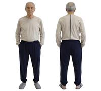 FERRUCCI COMFORT Pyjama sanitaire avec fermeture éclair arrière, fermeture éclair en 100 % coton, idéal pour les personnes âgées, l'incontinence, la maladie d'Alzheimer et la démence, la combinaison