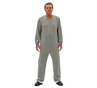 FERRUCCI COMFORT Pyjama sanitaire chaud à manches longues 1 fermeture éclair/fermeture éclair dos hiver tissu lourd, gris, L