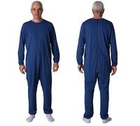FERRUCCI COMFORT Pyjama sanitaire col rond avec fermeture éclair arrière pour personnes âgées, Alzheimer, Démence - 9015/1-100% Coton - Manches Longues Pantalon Long, copiatif, M